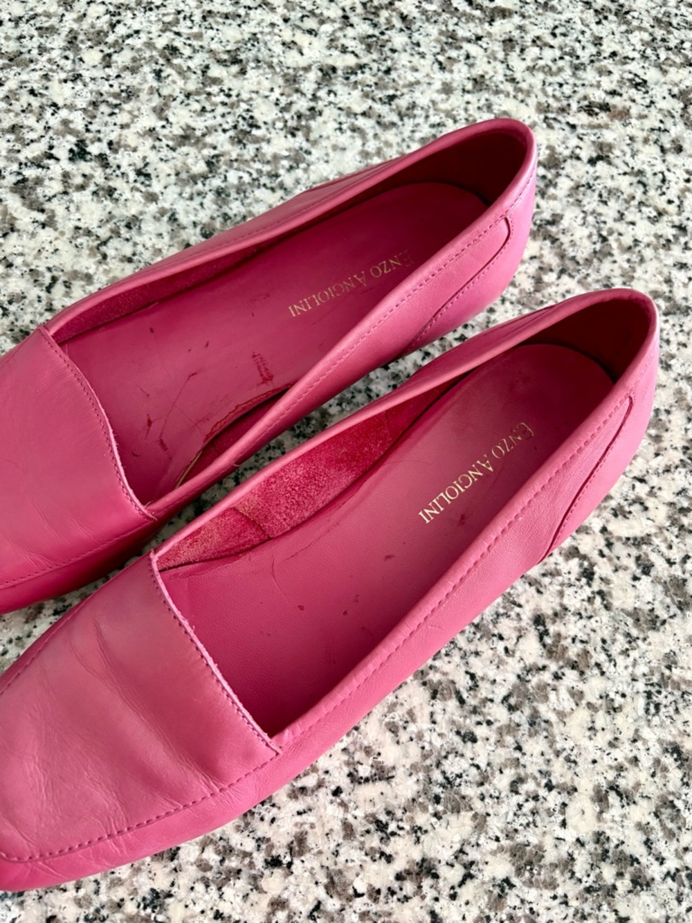 Enzo Angiolini—Bubblegum Pink Leather Square Toe Flats Vintage (Size 8.5) - Picture 3 of 8